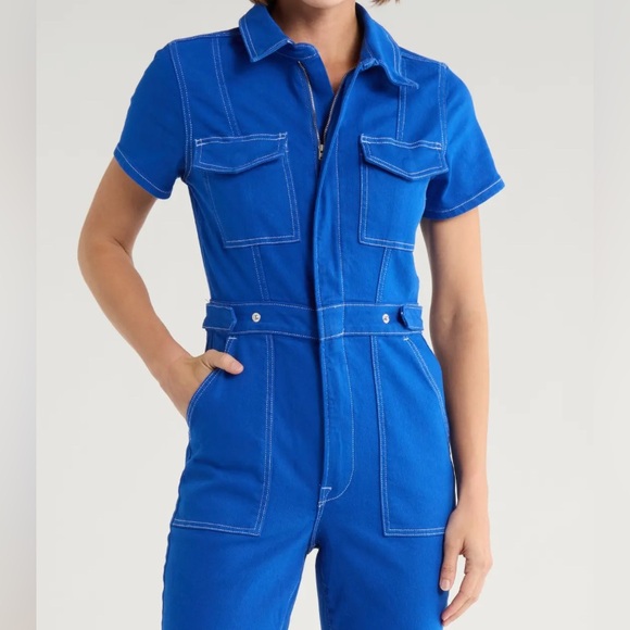 NWT Cotton Twill Stretch Blue Jumpsuit - Picture 5 of 6